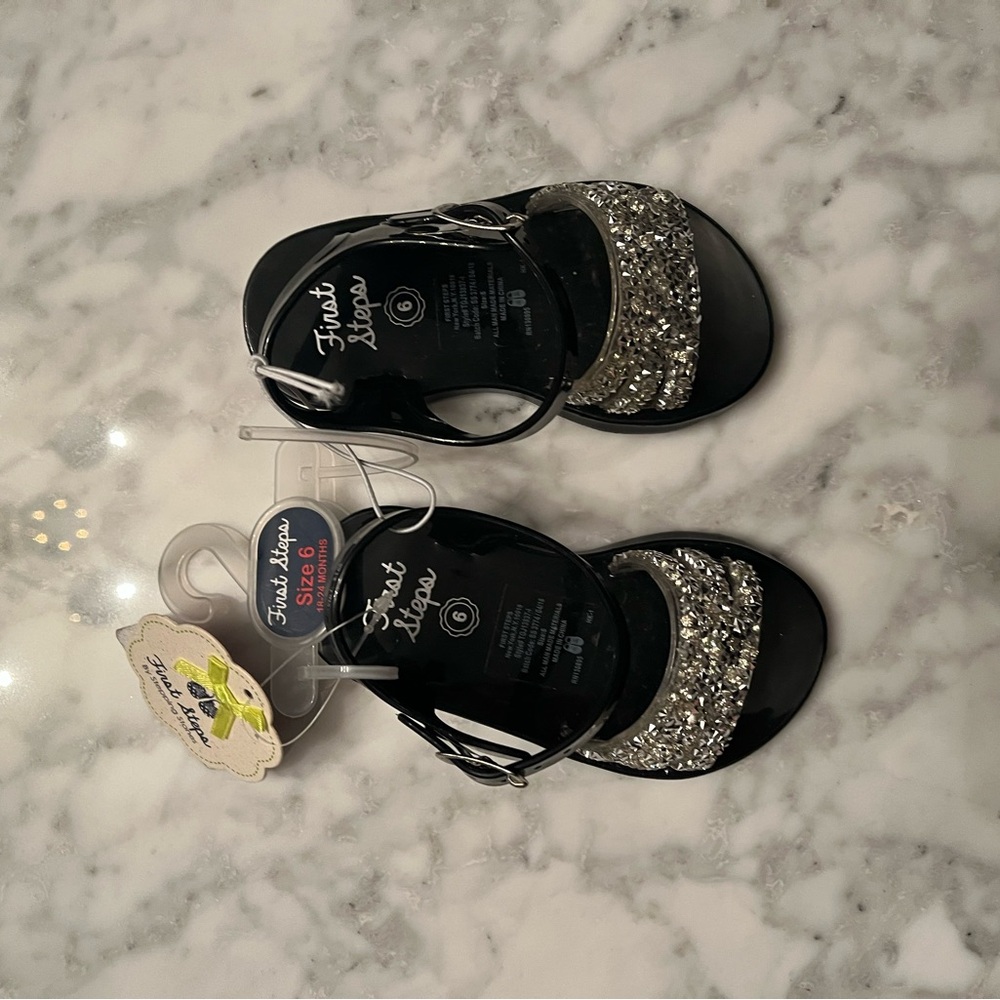 Toddler Sparkle Sandals - Black and Silver by First Steps